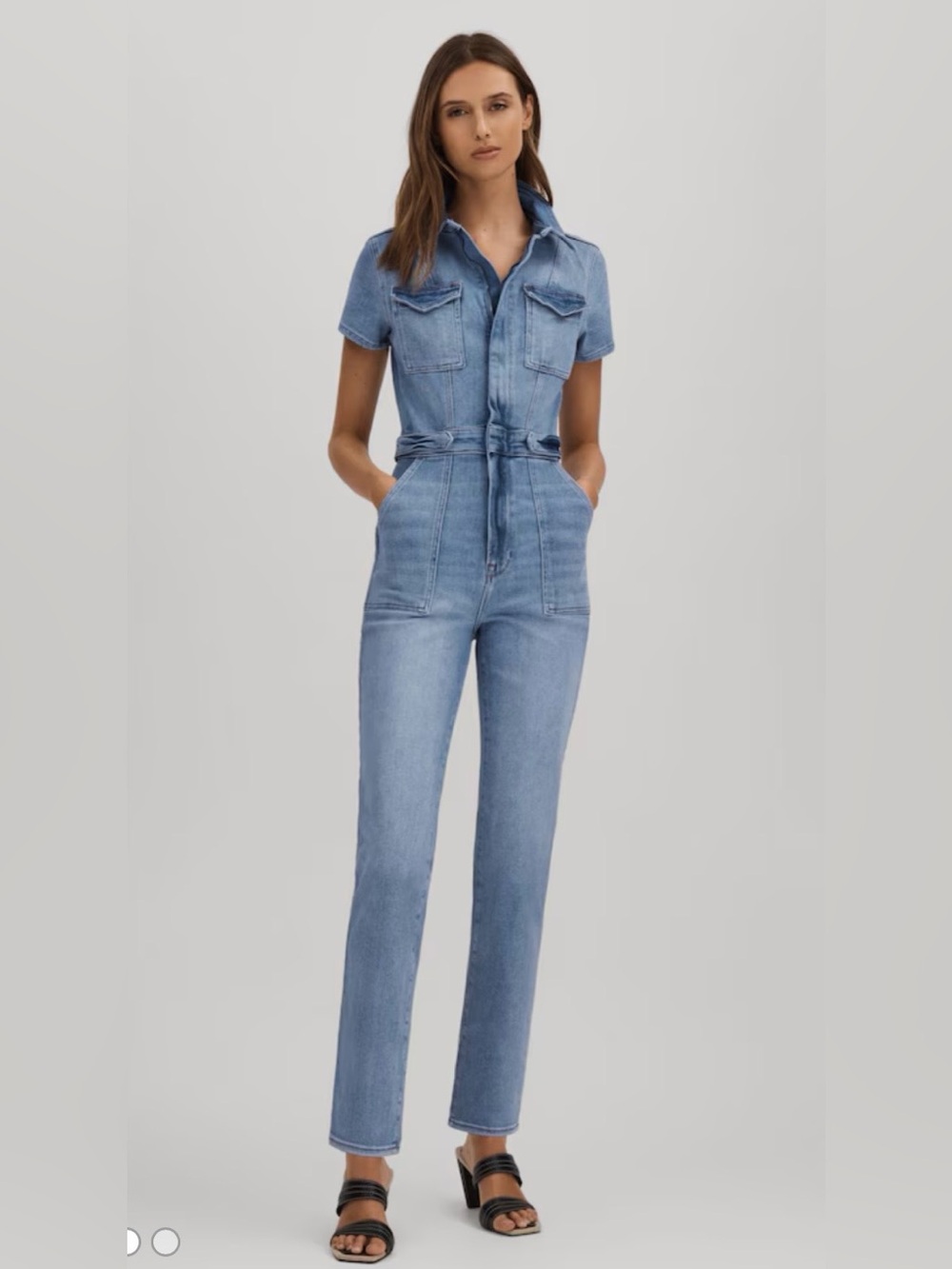 Good American Light Blue Denim Overall Jumpsuit